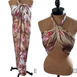Vince Camuto bird of Paradise tropical Shawl Wrap Sarong oversized 50”x50” scarf